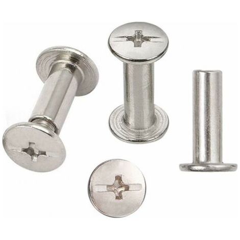 30 Sets Chicago Reliure Vis, reliure à vis de reliure nickelée 5 mm x 15 mm, ton argent (1/4)