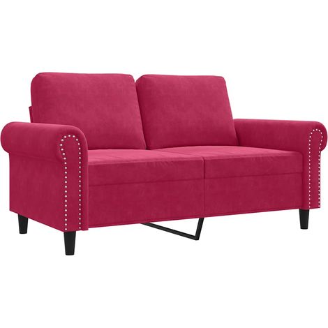 Canapé  Sofa à 2 places Rouge bordeaux 120 cm Velours (1/5)