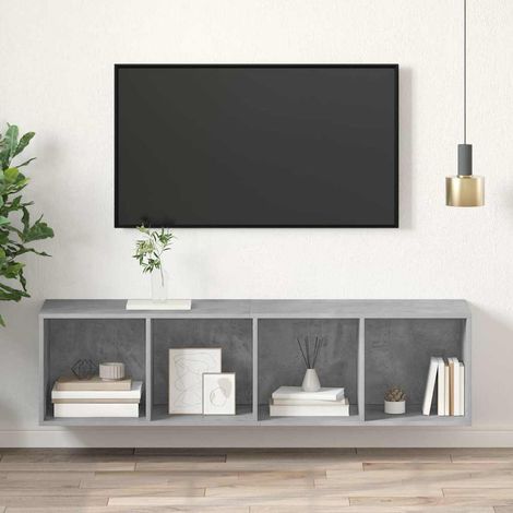 vidaXL Mueble TV pared madera contrachapada hormigón 37x37x142,5 cm (1/5)