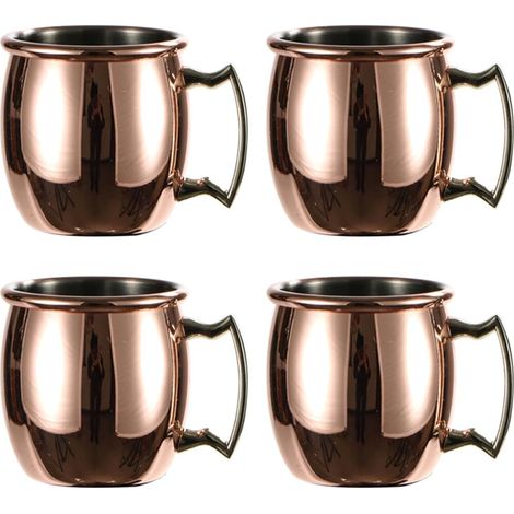 Mug Moscow Mule - Cuivre Massif - 530 ml - Pour Boissons Fraîches - Lot de 4