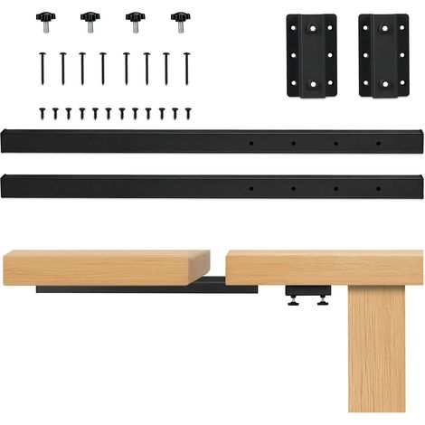 Rallonge de Table, 60 cm, rallonge à 2 Bras, Fixation de Table 80 kg, Extensible, métal, Noir (1/5)