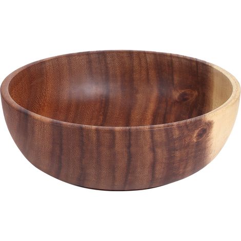 Bol à salade en bois écologique 22x7.5cm, récipient pour aliments et fruits, vaisselle de cuisine