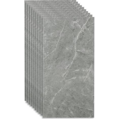 10 Grandes plaques murales en PVC pour salle de bain - Grandes plaques murales en PVC - 60 x 30 cm - Gris clair (1/5)
