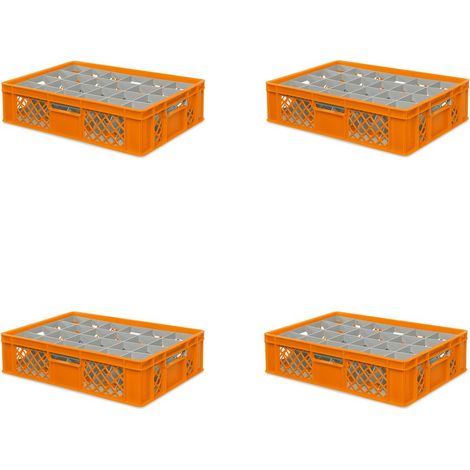 BRB 6x boîte en verre 600x400 mm 24 verres jusqu’à 122 mm de hauteur/diamètre 87 mm, orange