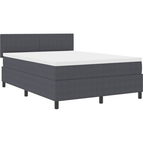 Box Spring Bed Dark Grey and White 160 x 200 cm Corduroy Fabric vidaXL