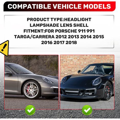 Left headlight cover for 12-18 Porsche 911 991 Targa Carrera (1/4)