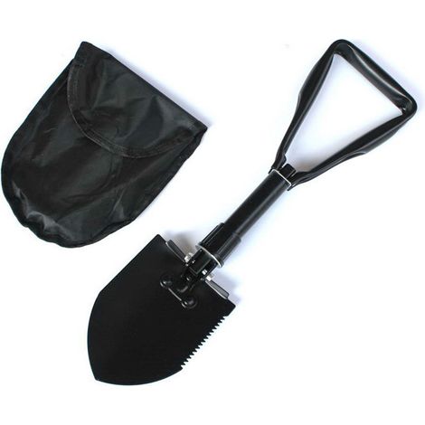 Pelle de camping pliable, pelle militaire, pelle extinctrice portable, outil de creusement avec sac de rangement pour une utilisation en extérieur, taille M, noire (1/5)