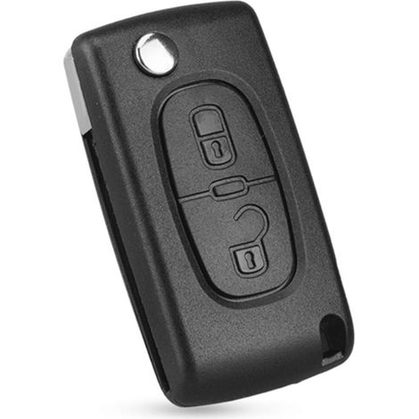 Heart Horse Coque de Clé Télécommande de Voiture Rechange à 2 Boutons pour Peugeot 207 307 3008 407 pour citroën C2 C3 C4 C5 C6 C8 Xsara Boitier Clef CE0536 (avec rainure et Support de Batterie)