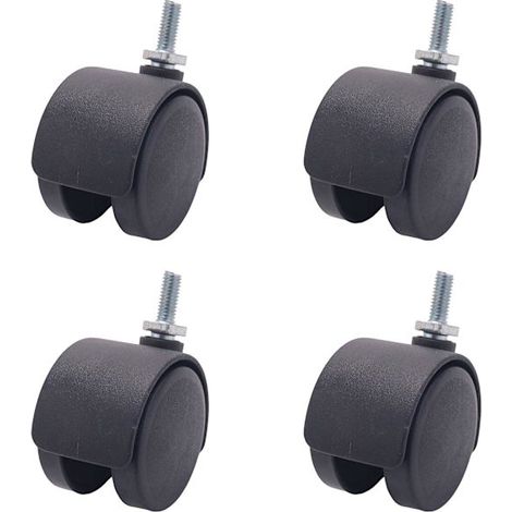 6 mm Gewindeschaft, 40 mm Doppellenkrolle, schwarz [NX]