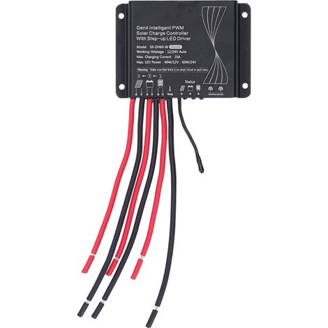 Régulateur de Charge PWM 12V 24V pour Batterie avec Contrôleur LED et Protection (1/5)