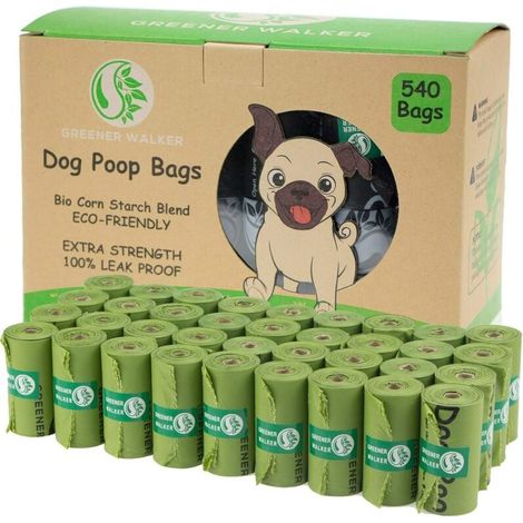 Sac Ramasse Crotte - 540 Pièces - Biodégradable En Fécule De Maïs - Étanche Et Facile À Déchirer - Pour Chiens Et Animaux De Compagnie - Lot Complet