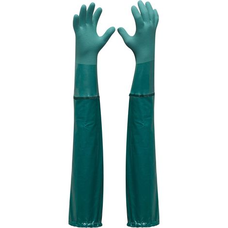 1 paire Taille XL (taille 10) Gants de jardin pour étang et piscine Imperméable avec manchette extra longue Gant de protection chimique avec sécurité de préhension (1/5)