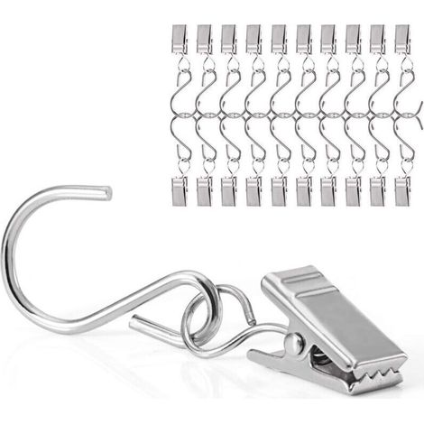 40 Stück Edelstahl-Gardinenringe mit Clips, ideal zum Aufhängen von Gardinen und Dekorationen
