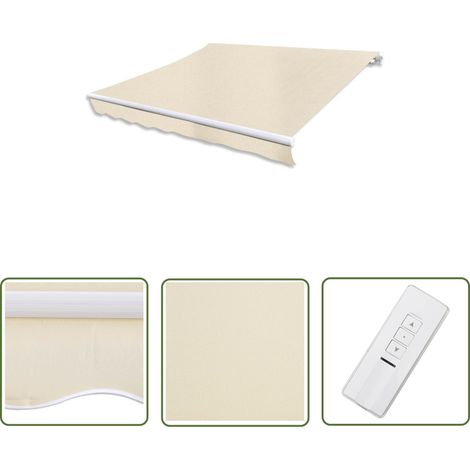 The Living Store Auvent pliable motorisé 400 cm Crème - Store Exterieur - Auvent Pliable - Parasol Mural - Protection Solaire - Abri Jardin (1/4)