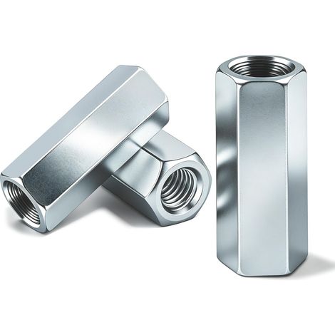 25 Pièces Écrous longs M6x20 mm, Manchons filetés Hexagonal en Acier Galvanisé DIN6334, Rallonge pour Tige Filetée, Manchons d'espacement Écrou, Visserie pour bricolage et montage ménager (1/5)