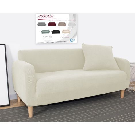 Couverture de canapé extensible ATHÈNES universelle BLANC LAIT bielastique 1 PLACE cm. 80 - 100 (1/5)