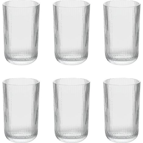 Lot de 6 Gobelets Hauts Strie "Ema" 43cl Transparent