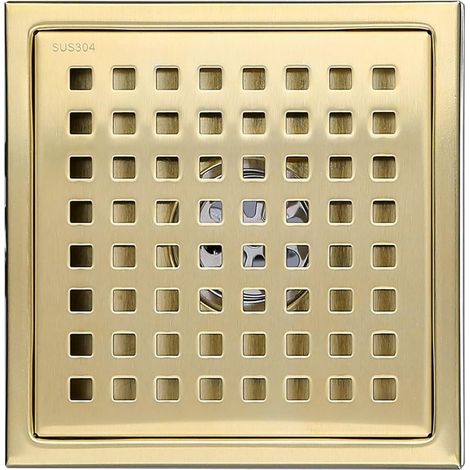 – Caniveau de douche carré 15x15cm en acier inoxydable brossé – Drain de douche avec noyau anti-odeur en laiton – Installation facile (1/5)