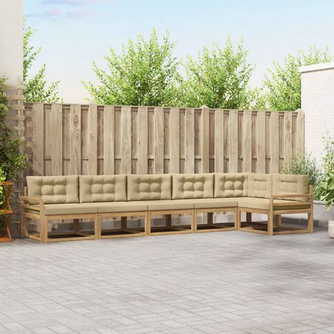 vidaXL Outdoor-Sofagarnitur mit Kissen 4 pcs Weiß und Beige Polyester (1/5)