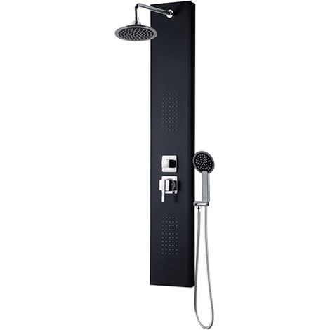 Edouard Rousseau – Colonne de douche hydromassante HOUKA – 2 panneaux frontaux jets pluie – Flexible inox 1,5 m – Anti-calcaire – Tête orientable Ø 200 mm
