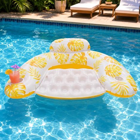 Bouée Fauteuil Gonflable Piscine – Siège Flottant Relax avec 2 Porte-Gobelets, Bouée Piscine Adulte pour Piscine, Mer, Lac et Vacances d’Été (1/5)