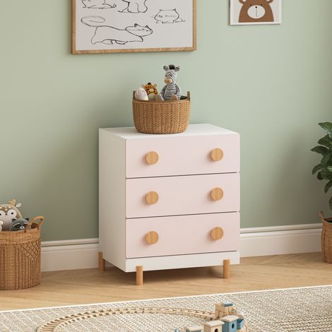 Cassettiera Vaarentaa per Cameretta con 3 Cassetti 55x41x66 cm - Bianco/Rosa [en.casa] (1/5)