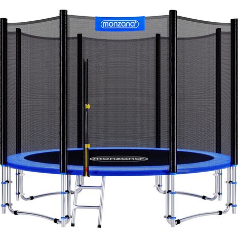 Trampoline extérieur rond Ø305cm – Charge max. 150kg – Filet de sécurité renforcé – Échelle incluse – Certifié TÜV SÜD GS