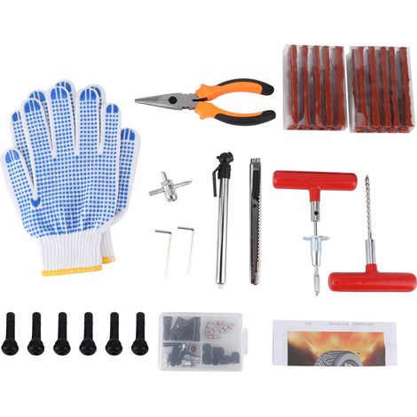 Kit de Réparation Pneu 100 Pièces pour Voiture Moto Vélo Électrique Outils Industriels (1/5)