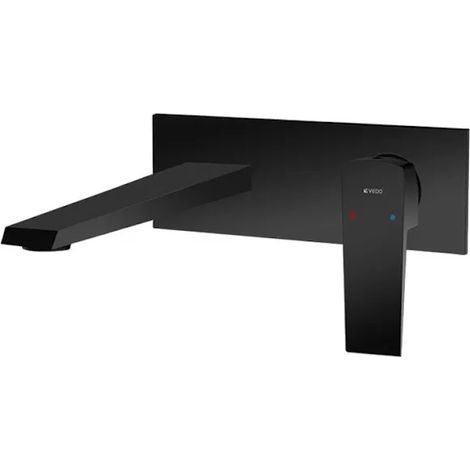 Mitigeur lavabo mural sans vidage (bouchon) noir mat (1/2)