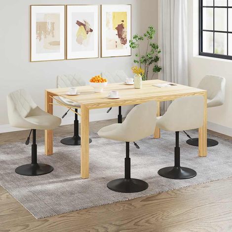 Esszimmerstühle 6 Stk. Drehbar Creme Samt (1/5)