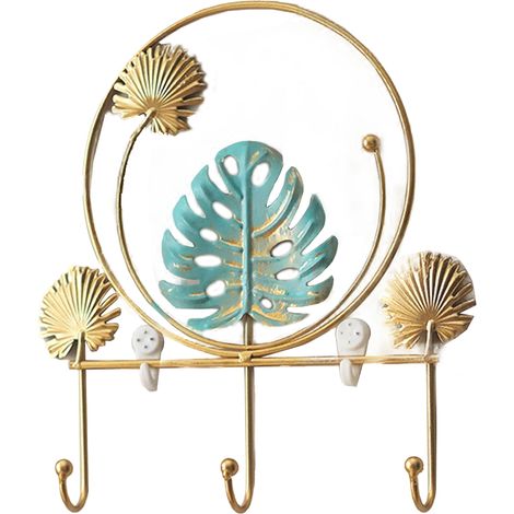 [Wandhaken] [Ander Online]Goldener Wandhaken aus Schmiedeeisen mit 3-armigem Design – ohne Loch für Schlüssel und Accessoires (1/4)