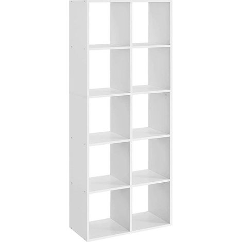Bibliothèque étagère de rangement 10 compartiments meuble cube pour salon bureau chambre séparateur de pièce style scandinave 161,5 cm blanc (1/2)