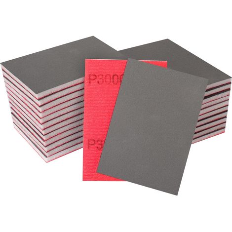 Lot de 24 éponges abrasives- grain 3000 (70 x 100 mm) - Kit de papier de verre pour ponçage à sec et à l'eau (1/5)
