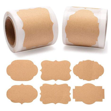 600 selbstklebende Etiketten, verschiedene Bordüren, wiederverwendbar, 5 x 2,5 cm, wasser- und ölabweisend, geeignet für Lebensmittelbehälter, Küche, Restaurant, Lagerraum (1/5)