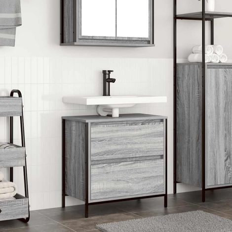 Waschbeckenunterschrank mit Schubladen Grau Sonoma 60x34,5x60cm