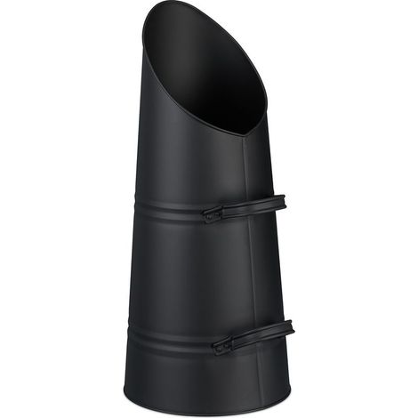 Charbonnière, 2 poignées pratiques, métallique, fer, 16 litres, pour la cheminée, à remplir, noire (1/5)