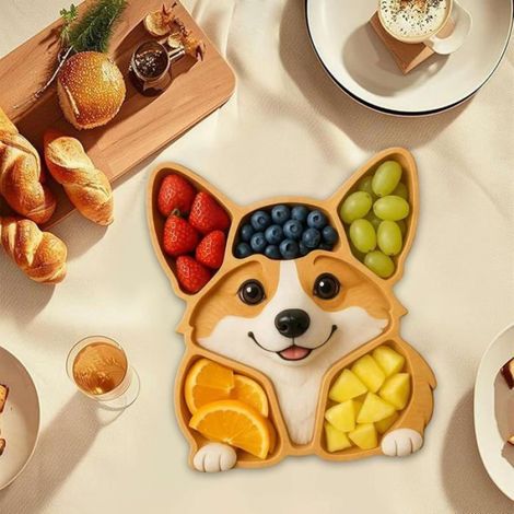 Planches Charcuterie Bois Forme Chien Réaliste 5 Rainures Plateau Service Fromage Apéritif Décoration Fête Maison (1/5)