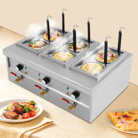 Cuiseur à pâtes professionnel - 6 paniers - En acier inoxydable - 2,5 kW - Température de 30 à 110 °C - Pour restaurants, camions à emporter mobiles et snacks