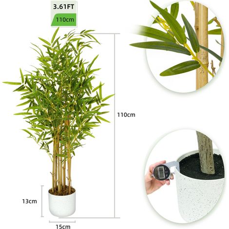 Decorative Artificial Bamboo Tree with Plastic Planter and Artificial Moss 110cm