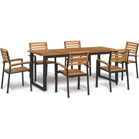 vidaXL 7 Piece Garden Dining Set Solid Wood Acacia and Metal (1/5)