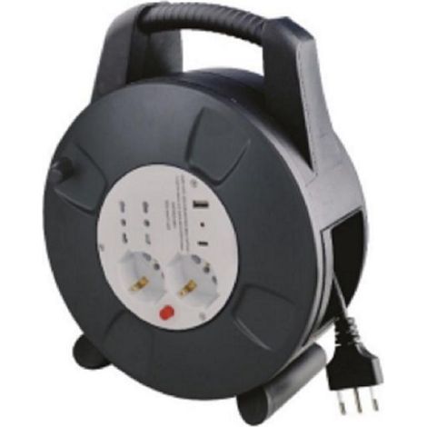 Arteleta avvolgicavo 2 univ+2 bipasso+2 usb 15mt cavo 3x1,5 rl.415