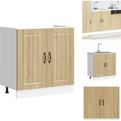 Meuble de base de lavabo Lucca chêne sonoma bois d'ingénierie - Meuble Bas Du Lavabo - Meubles Bas Du Lavabo - Meuble Bas De Cuisine - Meuble Bas Du Lavabo Pour Cuisine (1/5)