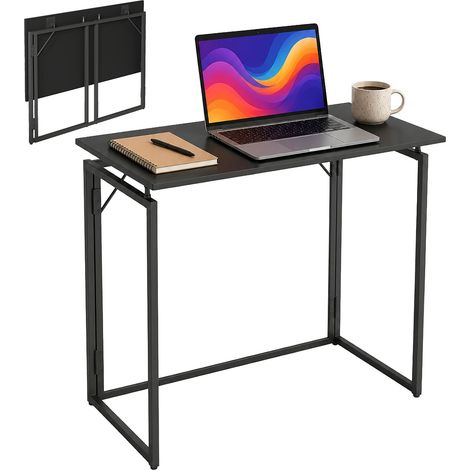Relaxdays Schreibtisch, HxBxT: 74 x 80 x 40 cm, klappbar, platzsparend, Arbeitstisch, Bürotisch Home Office, schwarz (1/5)