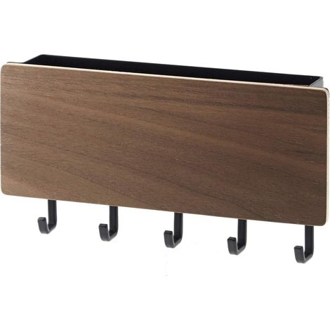 organiseur mural magnétique Home Holder avec crochets et plateau en et Rangement pour clés taille unique 1 Bois Acier Marron (1/3)