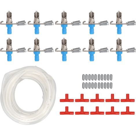 Abreuvoir automatique galvanisé pour lapin, 10 pièces, avec Tube de 5m, pour petits animaux, système d'arrosage pour volailles (1/5)