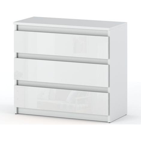 Hochglanzweiße Kommode, 80 cm, TV-Schrank, Möbel für Wohnzimmer und Schlafzimmer