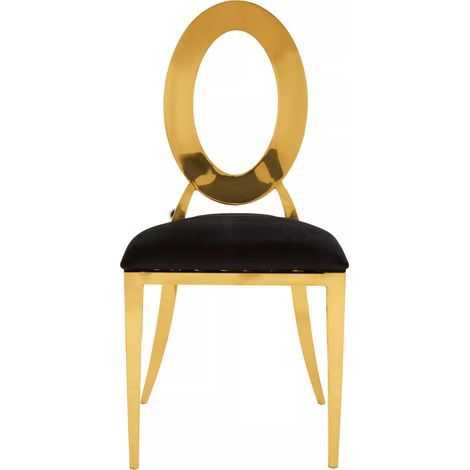 Interiors by Premier Stackable Gold Frame Dining Chair, Backrest Indoor Velvet Chair, Easy to Clean Bedroom Velvet Chair (1/5)