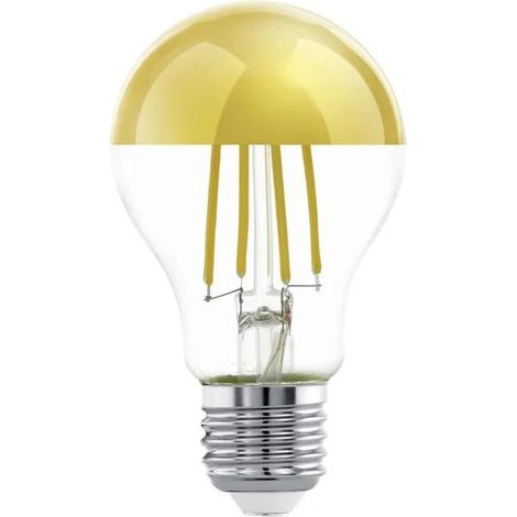 Eglo Iluminación Bombilla LED con cabezal espejo dorado A60, 7.3W 2700K E27 Luz Cálida y Antideslumbrante