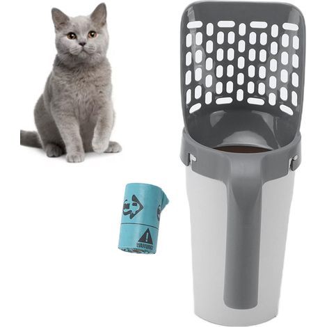 Pelle à litière pour chat 2 en 1 -Conception sanitaire -Comprend un sac désodorisant (1/5)