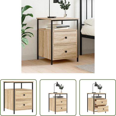vidaXL Table de chevet industriel - Table de chevet chêne sonoma 44x45x60 cm bois d'ingénierie (1/5)